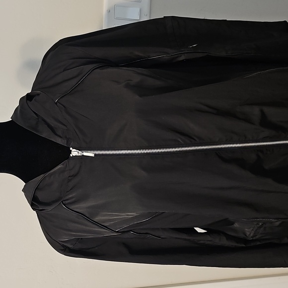 Chico's Black Hooded Zip-Up Raincoat - Picture 2 of 4
